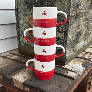 Holiday Christmas Stacking Coffee Mugs